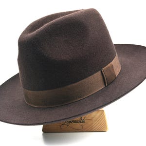 Chocolate Brown Wide Brim Fedora - The WESTERNER | Handmade Felt Hat | Men&#39;s Western Style