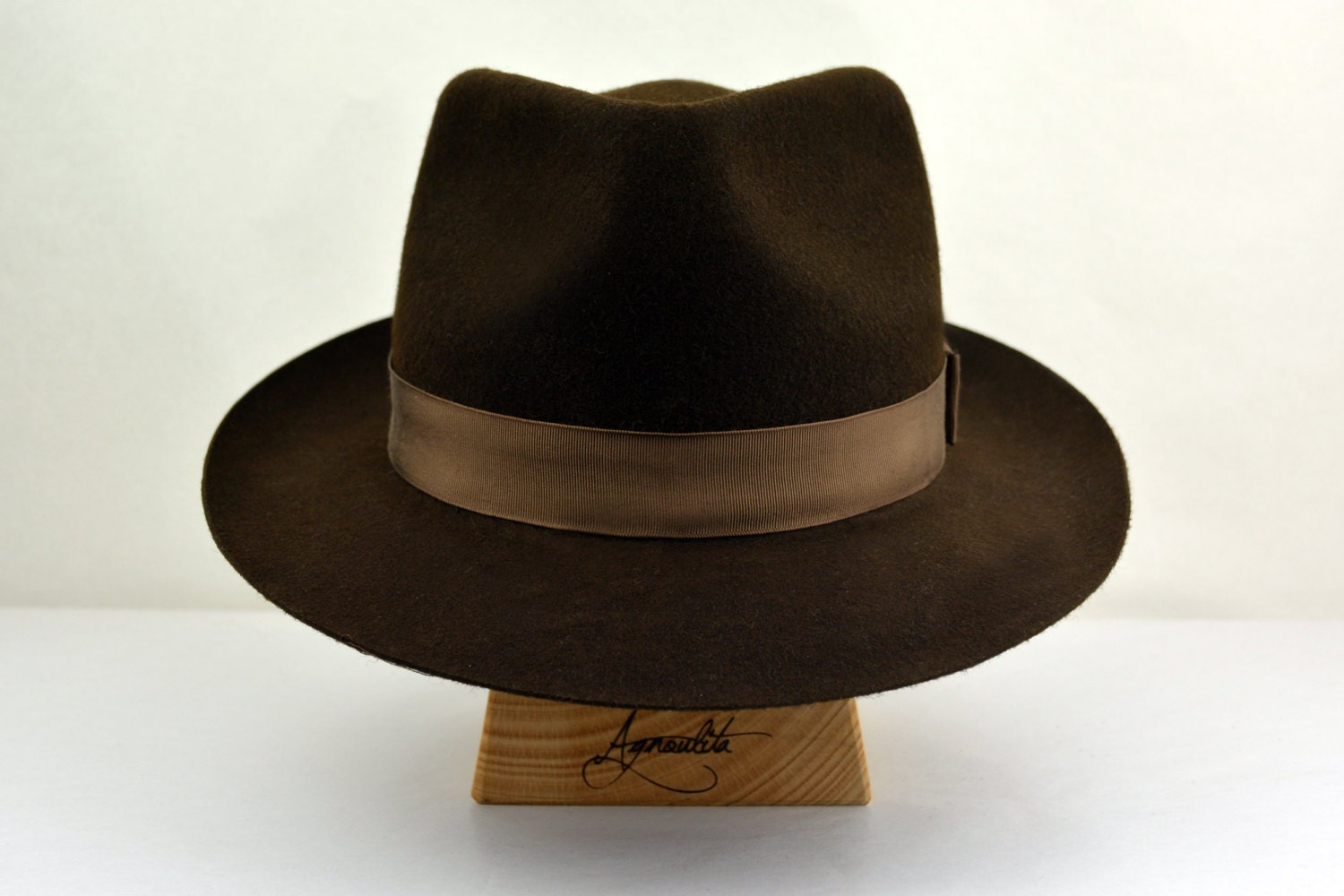 Chocolate Brown Wool Felt Fedora Hat 