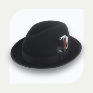 Black Short Brim Trilby Hat | The Crab | Custom Fit Wool Felt