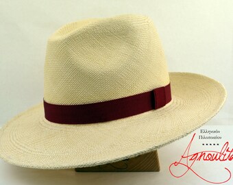 Off-White Panama Fedora - Genuine Ecuador Toquila Straw Handmade Panama Hat - Men Women