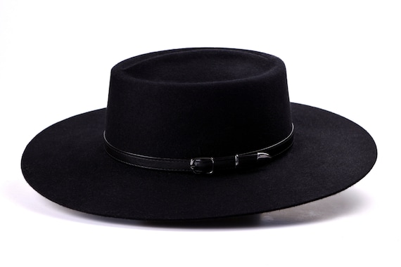 Chapeau boléro Le JOUEUR Chapeau noir à large bord hommes femmes Chapeaux  western en feutre de fourrure - Etsy France