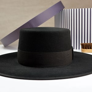 Bolero Hat the BOLERO Black Wool Felt Flat Crown Wide Brim Hat Men ...