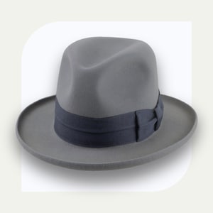 Pewter Grey Pencil Brim Fedora | The Hiero | Custom Fit Fur Felt