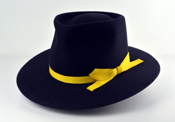 Wide Brim Fedora the CAYENNE Denim Blue 