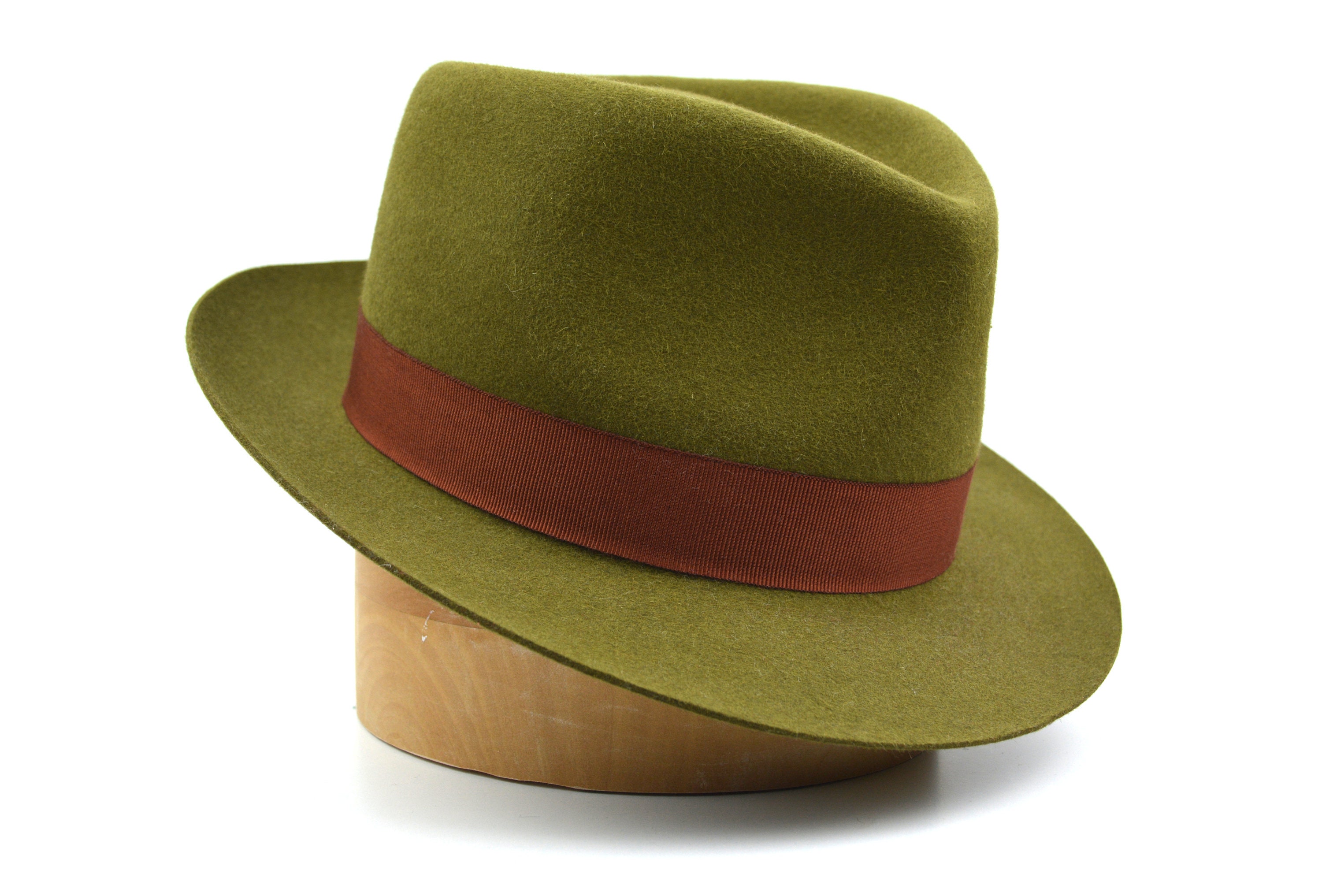 Fedora The COLOMBO Olive Green Trilby Hat Men Fedora Hat Etsy