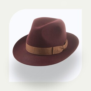 Weinroter Trilby Fedora Hut | Der Phönix | Custom Fit Haarfilz