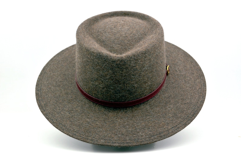 Bolero Hat The AMADEUS Brown Fur Felt Wide Brim Bolero Hat Fashion Accessories Big Head Attire Gifts For Men or Women image 1