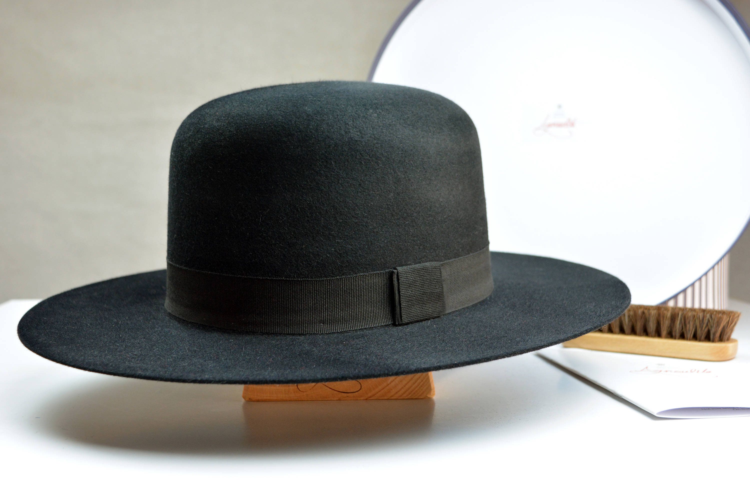 Wide Brim Fedora | The Billy J | Black Fur Felt Round Crown Wide Brim Hat Men Women | Western Hats