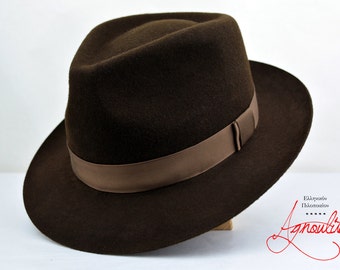 Fedora | The DANIO | Chocolate Brown Wool Felt Fedora Hat For Men | Mens Fedora Hats | Mens Felt Hat