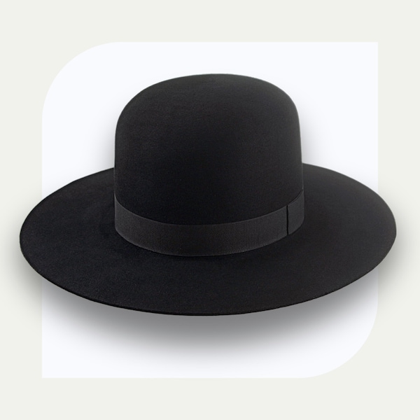 Black Round Top Cowboy Hat | The Billy J | Custom Fit Fur Felt
