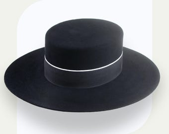 Black Flat Crown Cordobés Hat | The Andaluz | Custom Fit Fur Felt