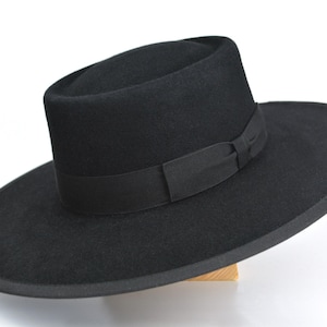 Black Western Hat - The BUCKAROO | Handmade Fur Felt Vaquero | Unisex Bolero Style