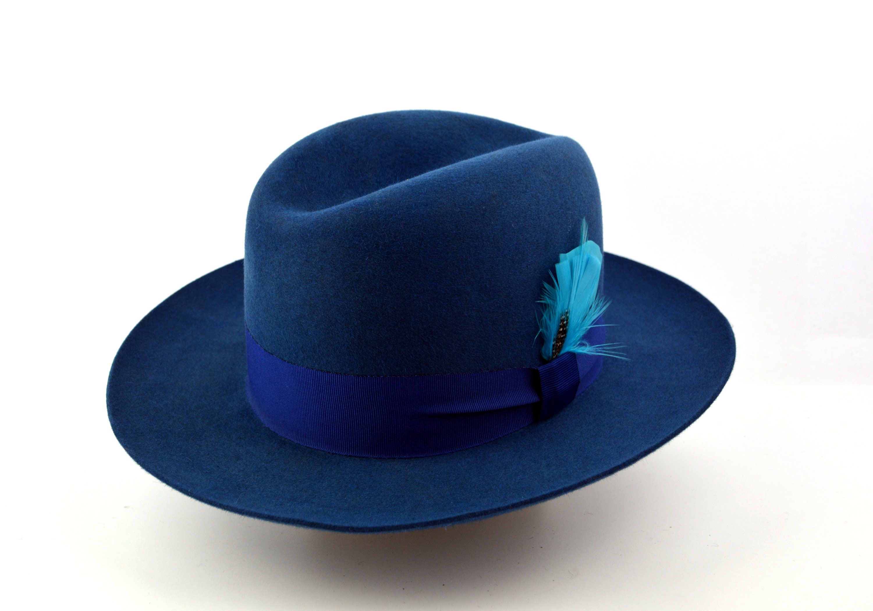 Fedora the WEB Indigo Blue Wide Brim Hat Men Fedora Hat - Etsy