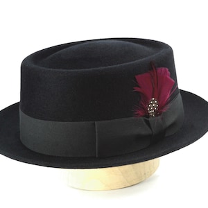 Black Porkpie Hat - The SOLOIST | Handmade Fur Felt | Vintage Jazz Style