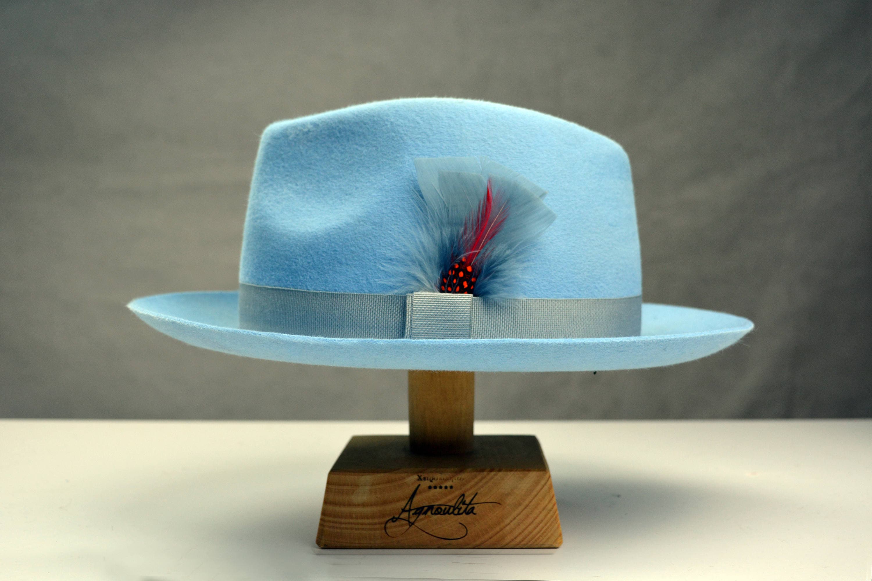 Fedora The CLUBBER Light Blue Fedora Hat For Men Mens Etsy