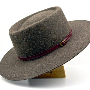 Bolero Hat The AMADEUS Brown Fur Felt Wide Brim Bolero Hat Fashion Accessories Big Head Attire Gifts For Men or Women image 2