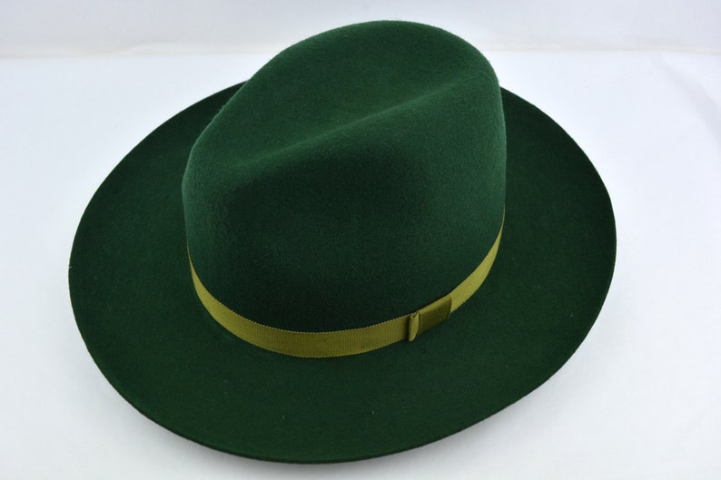 The MOSSMAN Forest Green Wide Brim Hat Men Mens Felt Hat Fedora Fedora Hat For Men