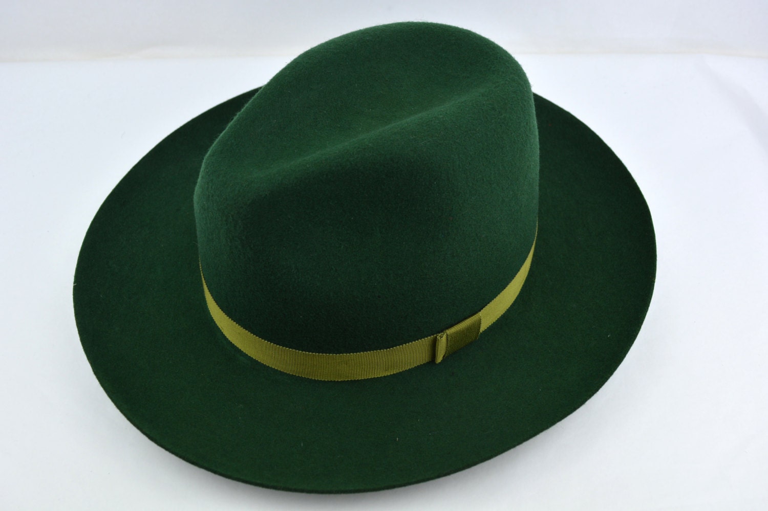 Fedora The MOSSMAN Forest Green Wide Brim Hat Men Fedora Etsy