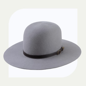 Handmade Pewter Grey Wool Felt Western Hat | The Livaja | Round Crown Flat Brim | Custom Fit