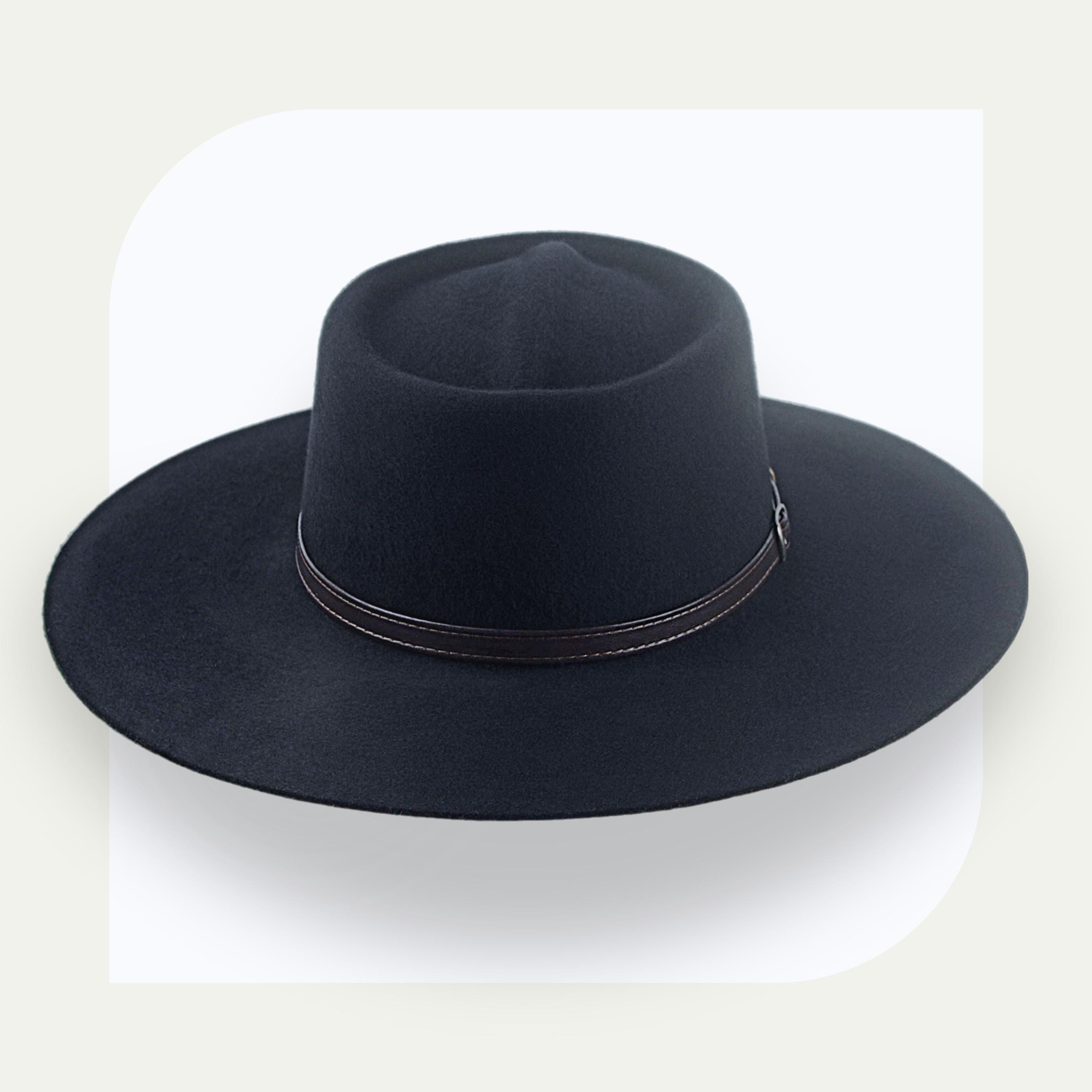 Black Wide Brim Cowboy Hat | the Gambler | Telescope Crown  display picture 2