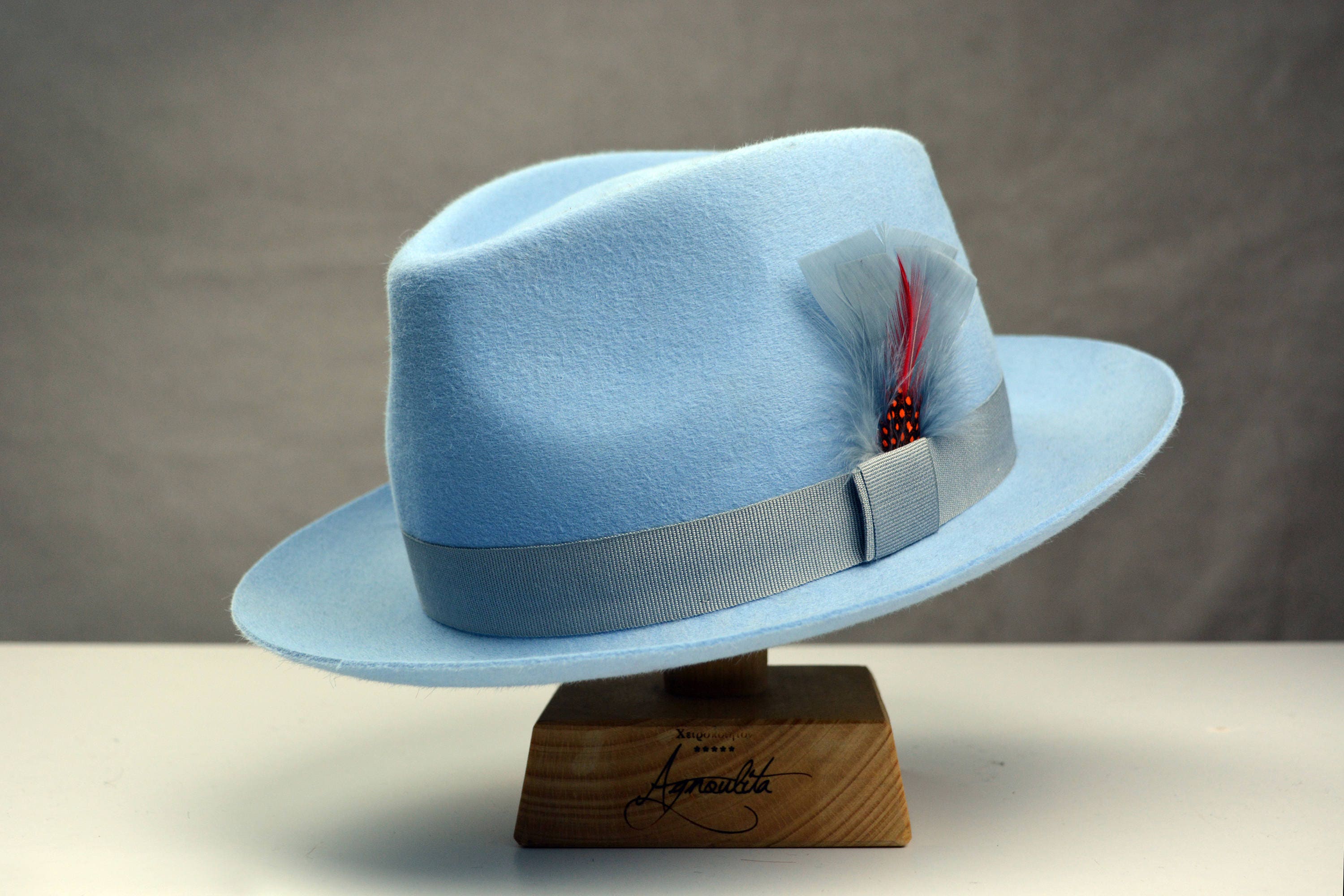 Fedora The CLUBBER Light Blue Fedora Hat For Men Mens Etsy