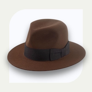 Chapeau fedora marron Indiana Jones | Le voyageur | Feutre de lapin sur mesure