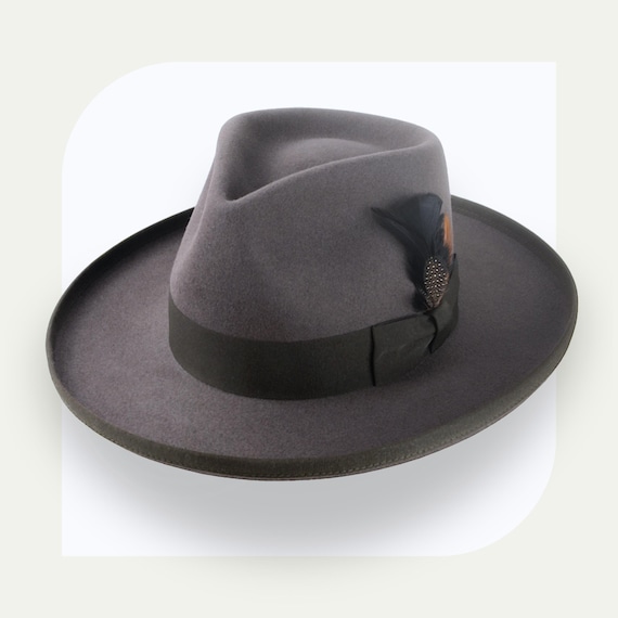 Caribou Grey Fedora Hat With Wide Brim | the Rooster  display picture 3