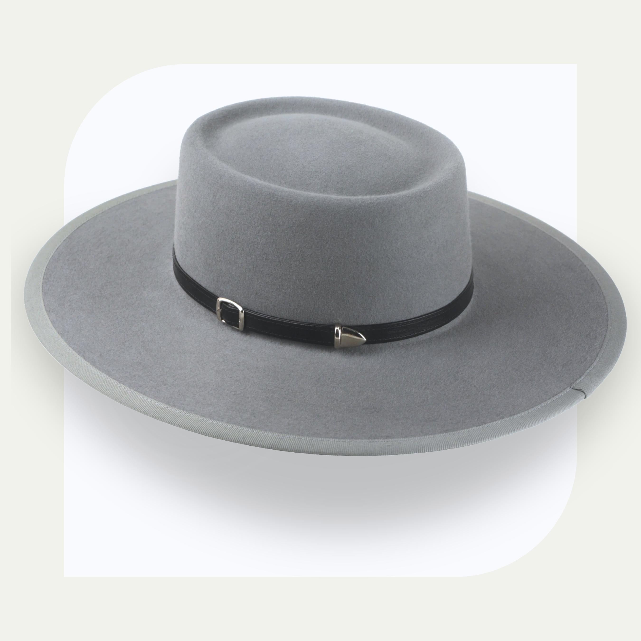 Grey Flat Top Cowboy Hat | the Tycoon | Wide Brim Custom Fit Fur