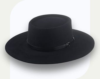 Black Wide Brim Vaquero Hat | The Mojave | Custom Fit Fur Felt