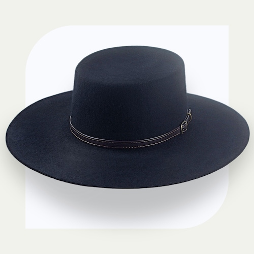 Black Wide Brim Cowboy Hat | the Gambler | Telescope Crown 