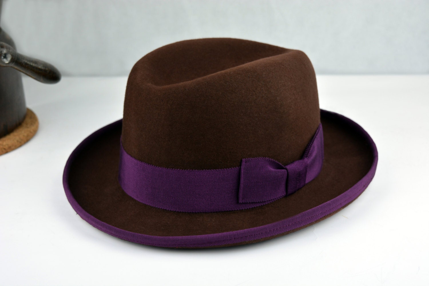 Homburg Hat the PIERRO Brown Fedora Hat 