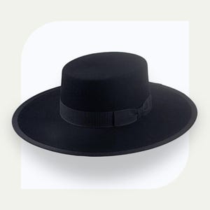 Handmade Black Rabbit Fur Felt Spanish Bolero Hat | The Gaucho | Flat Crown Cowboy | Custom Fit