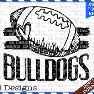 Bulldogs Football Sketch SVG DXF EPS Silhouette Cameo Cricut Football Vinyl Cut File Football Vector