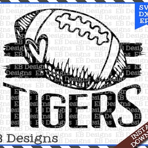 Tigers Football Sketch SVG DXF EPS Silhouette Cameo Cricut Football Vinyl Cut File Football Vector
