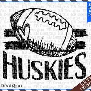 Croquis de football Huskies SVG DXF EPS Silhouette camée Cricut Football vinyle coupé fichier Football vecteur