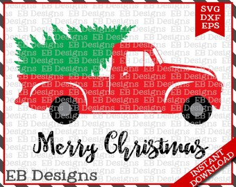 Christmas Tree Truck Cut File (SVG, EPS and DXF)