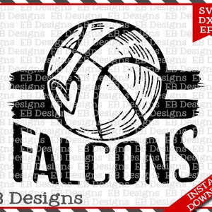 Falcons Basketball SVG DXF EPS Silhouette Cameo Cricut Basketball Vinyl Cut File Basketball Vector