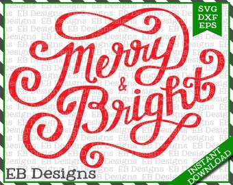 Weihnachten Merry & hell geschnitten Datei (SVG, EPS und DXF)