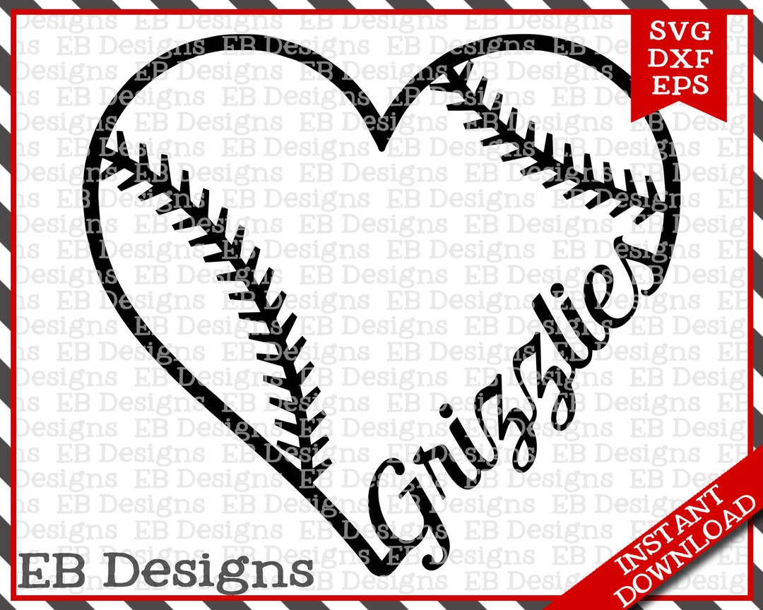 Grizzlies Baseball Love SVG DXF EPS Cutting Machine Files Silhouette ...