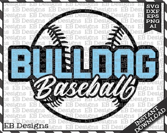 Maglietta da baseball Bulldog SVG DXF EPS Silhouette Cameo Cricut Baseball Vinile File di taglio Baseball Vettore