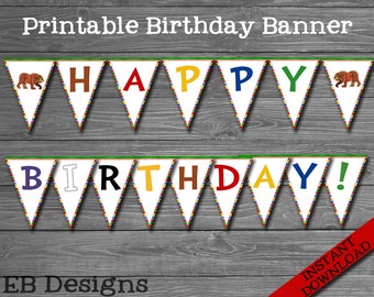Brown Bear Birthday Banner