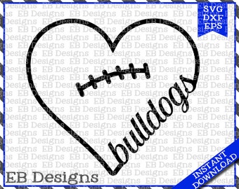 Bulldog Football Love SVG DXF EPS Cutting Machine Files Silhouette Cameo Cricut Valentine Vinyl Cut File Valentine Vector svg file