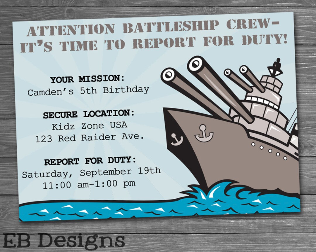 Battleship Invitation - Etsy