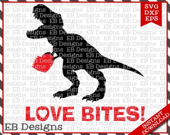 Love Bites Dino Valentine Cut File (SVG, EPS and DXF)