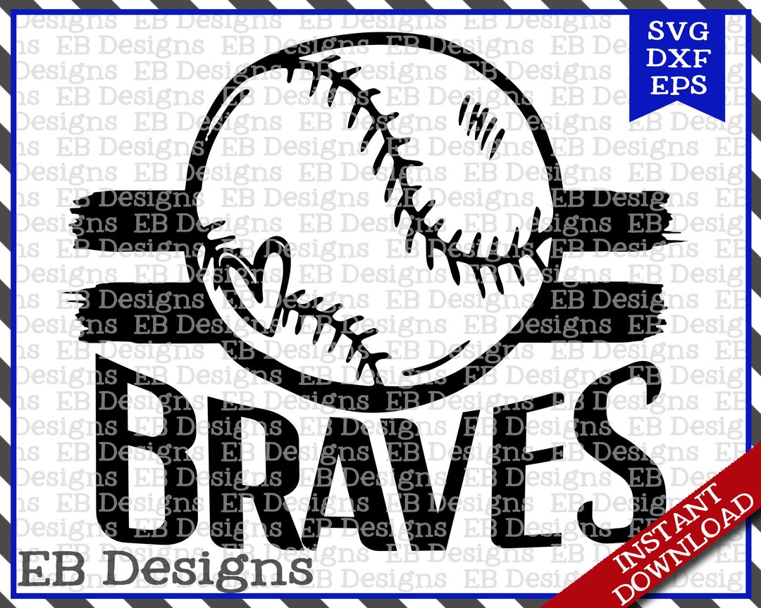 Braves Baseball Sketch SVG DXF EPS Silhouette Cameo Cricut Baseball