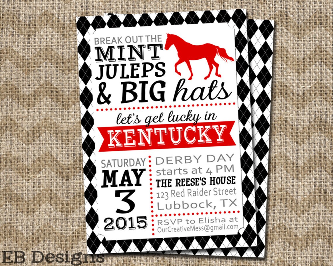 Kentucky Derby Invitation Etsy