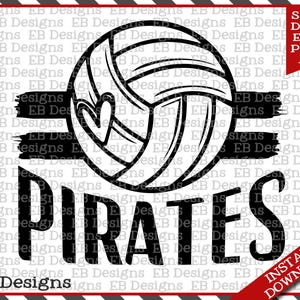 Pirates Volleyball SVG DXF EPS Silhouette Cameo Cricut Volleyball Vinyl Cut File Volleyball Vector