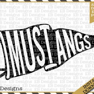 Mustangs Pennant Mascot Pennant SVG DXF EPS Silhouette Cameo Cricut Vinyl Cut File