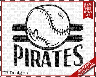 Pirates Baseball Sketch SVG DXF EPS Silhouette Cameo Cricut Baseball Vinyl Cut File Baseball Vector