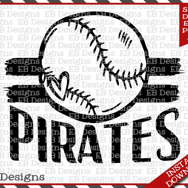 Pirates Baseball Sketch SVG DXF EPS Silhouette Cameo Cricut Baseball Vinyl Cut File Baseball Vector